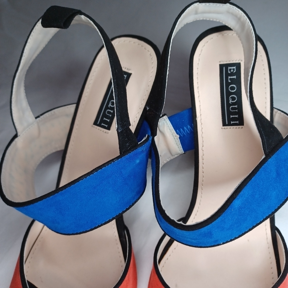 Eloquii Women's Blue and Orange Sandals - Picture 2 of 16